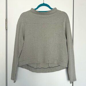 Les Lunes Gray Mock Neck Boxy Sweater Top Lightweight Organic Cotton – Size S